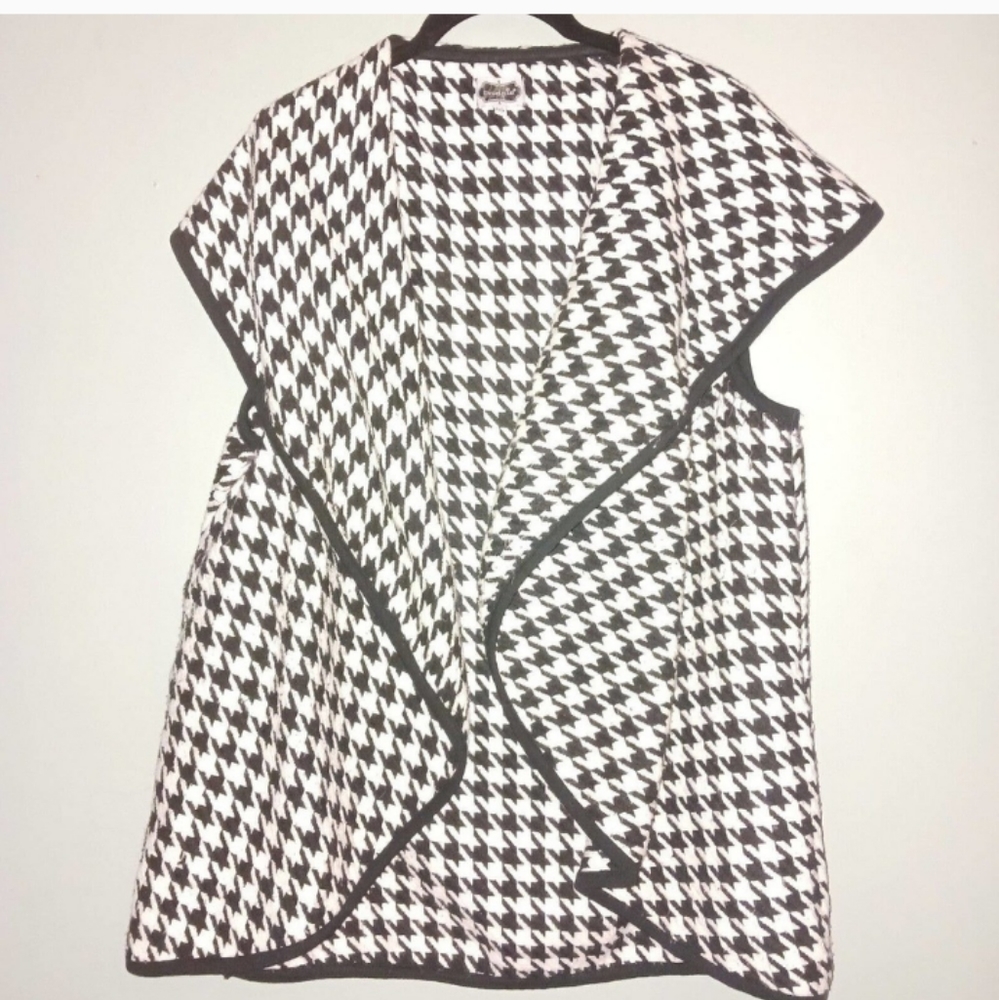 Mudpie Womens Houndstooth Openface Cardigan